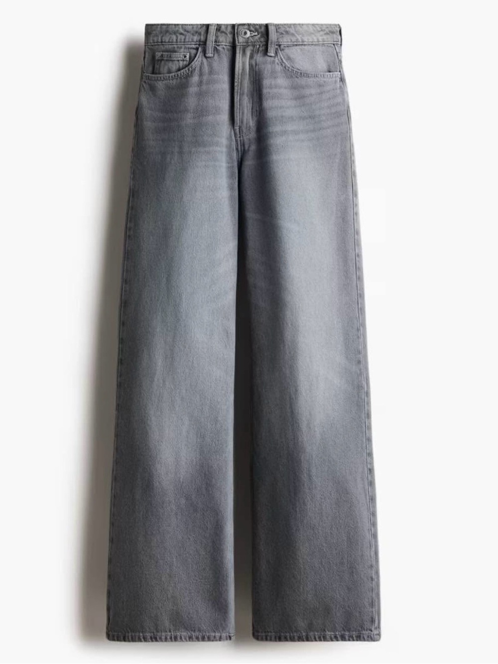 Wide Leg High-Rise Jeans - Gray